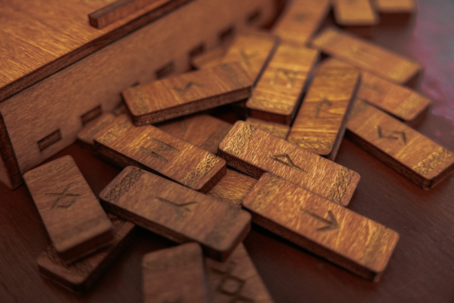 Wooden Box Rune Set - Brown